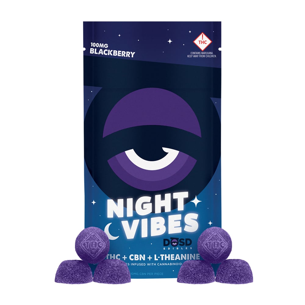 Night Vibes CBN - Blackberry [10pk] (100mg THC/100mg CBN/500mg L-Theanine) by DŌSD Edibles