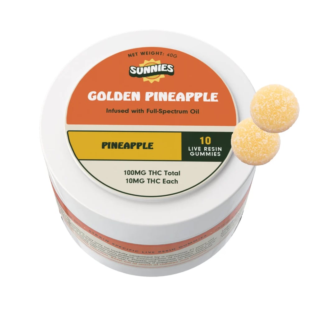 Golden Pineapple Live Resin -Pineapple Gummies [10pk](100mg) by Sunnies