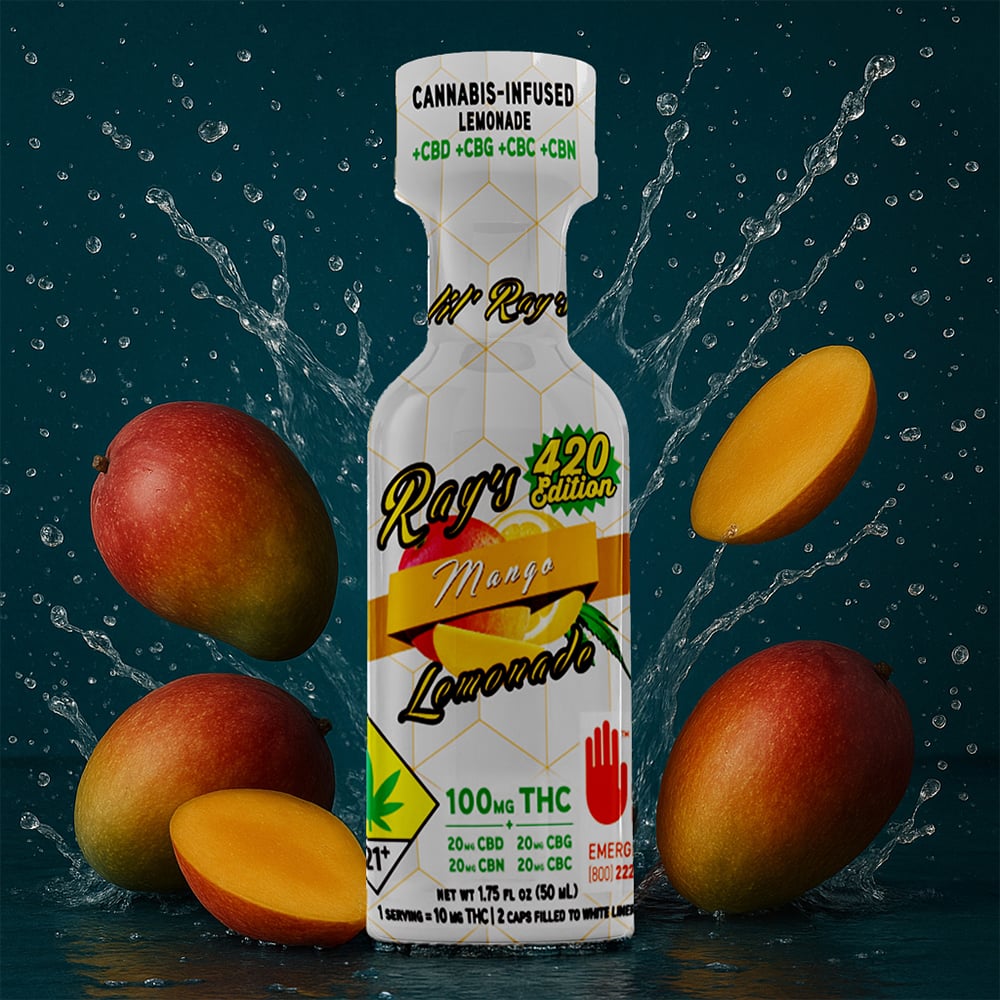 Mango - 420 Edition [1.75oz] (20mg CBD/20mg CBG/20mg CBN/20mg CBC/100mg THC) by Ray's Lemonade