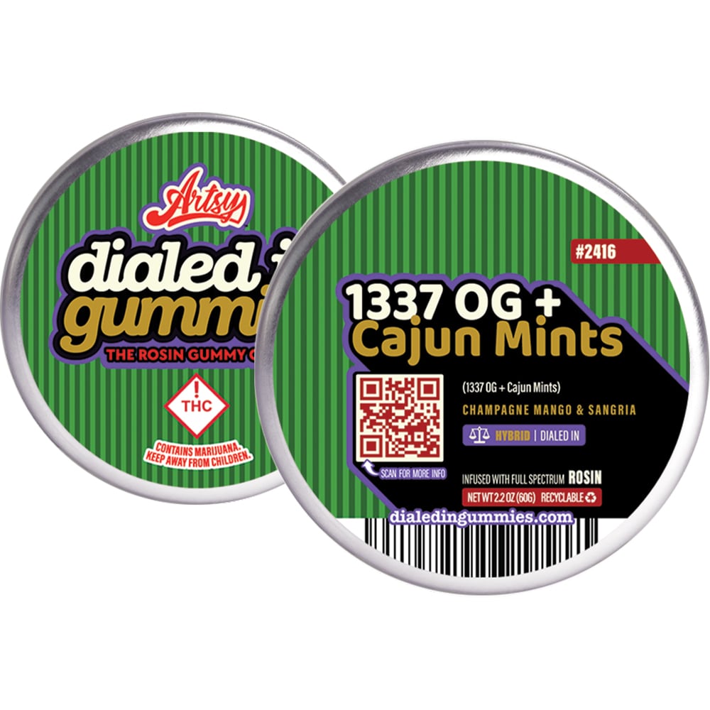 100mg - OG + Cajun Mints #2416 - Rosin Gummies (10pk) by Dialed In Gummies