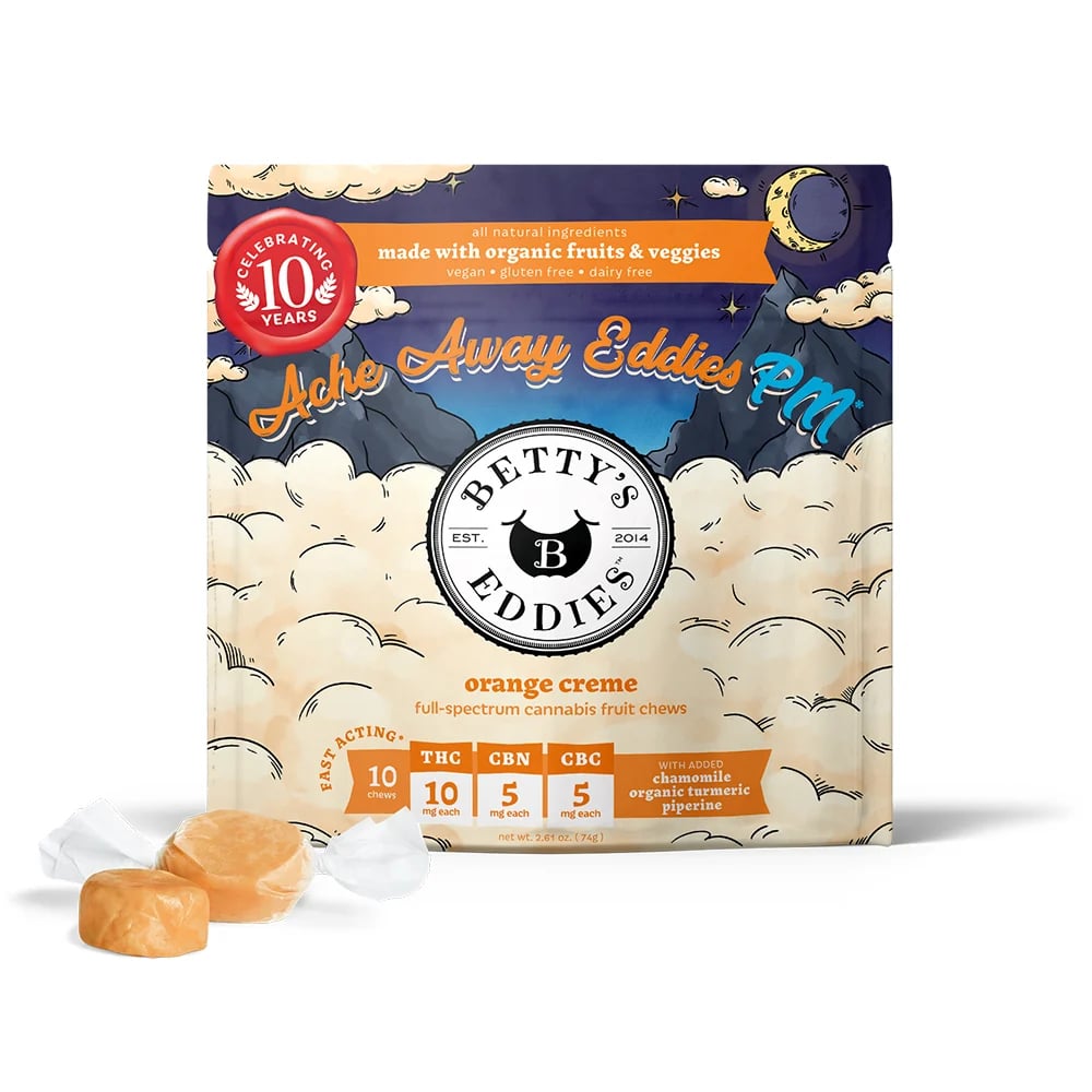 Ache Away Eddies PM Orange Creme [10pk] (100mg THC/50mg CBN/50mg CBC) by Betty's Eddies
