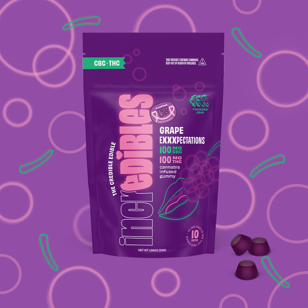 1:1 Grape Exxxpectations + CBC [10pk] (100mg CBC/100mg THC) by incredibles