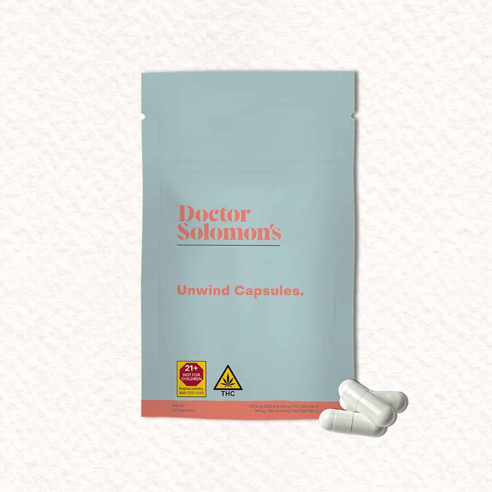 Unwind Capsules [30pk] (600mg CBD/30mg THC) by Dr. Solomon's