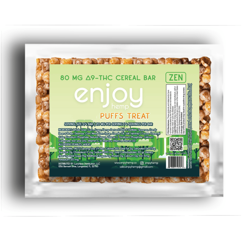 Zen Peanut Butter Puffed Cereal Treat (80mg) by Enjoy Hemp