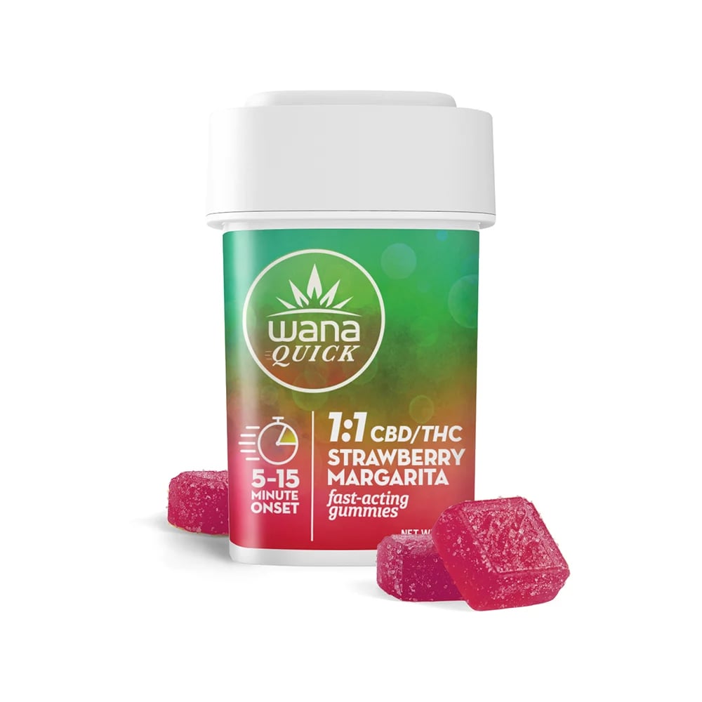 Wana Quick 1:1 CBD/THC Strawberry Margarita Fast-Acting Gummies 00430 by Wana