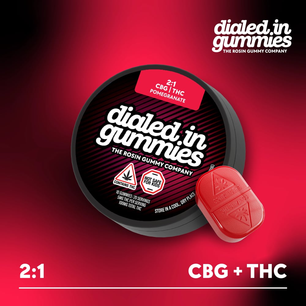 100mg - Pomegranate Relax 2:1 - Rosin Gummies (20pk) by Dialed In Gummies