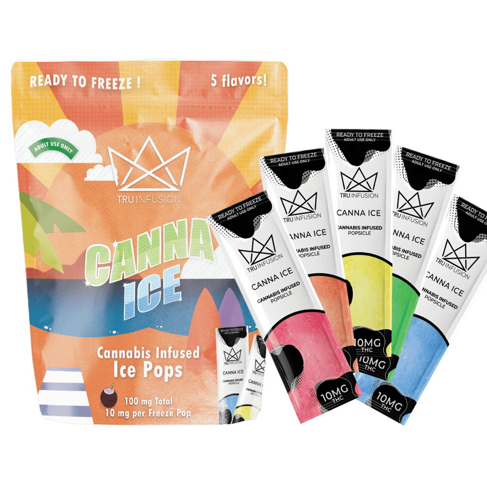 Canna Ice- Ready to Freeze Ice Pops - 5 Flavors- 100mg by TRU Infusion