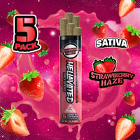 HELLAVATED - STRAWBERRY HAZE - JUICY STICKZ - INFUSED PREROLL - [2.5G] - 5PK - HYBRID