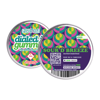 100mg - Sour D Breeze #2425 - Rosin Gummies (10pk) by Dialed In Gummies