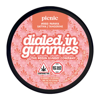 100mg - Picnic Papaya #006 - Rosin Gummies (10pk) by Dialed In Gummies