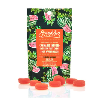 Sour Watermelon - Indica [10pk] (100mg) by Smokiez