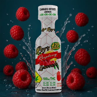 Raspberry - 420 Edition [1.75oz] (20mg CBD/20mg CBG/20mg CBN/20mg CBC/100mg THC) by Ray's Lemonade