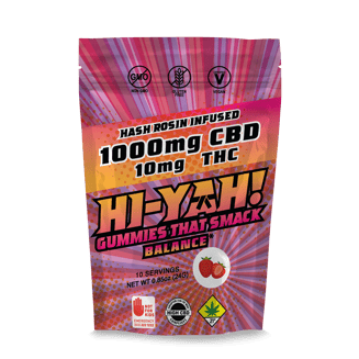 100:1 Strawberry Gummies [10pk] (1000mg CBD/10mg THC) by HI-YAH