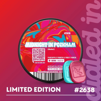 100mg - Midnight In Peckham #2638 - Rosin Gummies (10pk) by Dialed In Gummies