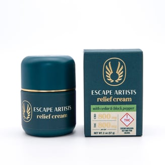 1:1 Relief Cream - Cedar & Black Pepper [2 oz] (800mg CBD/800mg THC) by Escape Artists