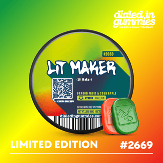 100mg - Lit Maker #2669 - Rosin Gummies (10pk) by Dialed In Gummies