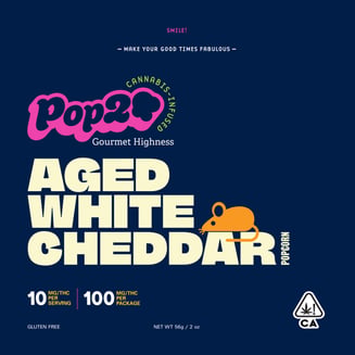 Aged White Cheddar Popcorn (100mg THC) by Pop20