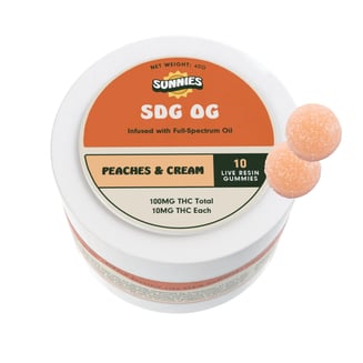 SDG OG Live Resin - Peaches & Cream Gummies [10pk](100mg) by Sunnies