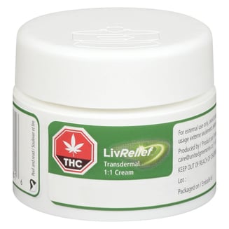 1:1 Transdermal Cream [50g] (125mg CBD/125mg THC) by LivRelief
