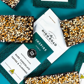 Almonds, Toffee & Sea Salt Inspire Dark Chocolate Bar, 100mg 20-piece by High Road Edibles