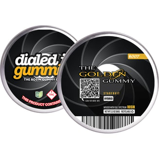 100mg - The Golden Gummy x Starfruit 007 - Rosin Gummies (10pk) by Dialed In Gummies