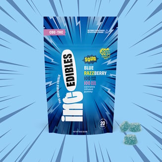 inc.edibles 20 Pack Sour Blue Razzberry THC CBG Gummies 01015 by (inc)edibles