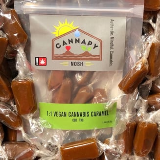 1:1 THC:CBD Vegan Dairy Free Caramels (5 piece @ 10mg/piece - 50mg unit) by Cannapy