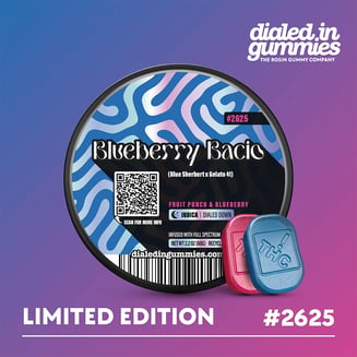 100mg - Blueberry Bacio #2625 - Rosin Gummies (10pk) by Dialed In Gummies