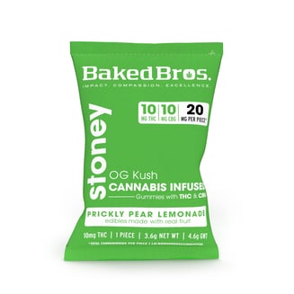 Baked Bros Stoney: 10mgTHC : 10mgCBG : Prickly Pear Lemonade Gummies (OG Kush) (1pk) by Baked Bros™