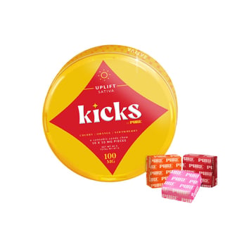 Kicks Cherry Orange Strawberry Uplift [10pk] (100mg THC) by PURE Edibles