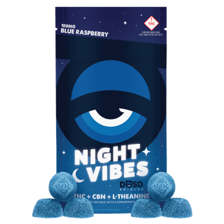 Night Vibes CBN - Blue Raspberry [10pk] (100mg THC/100mg CBN/500mg L-Theanine) by DŌSD Edibles