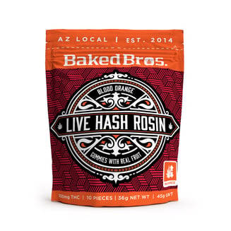Baked Bros Live Hash Rosin Blood Orange 100mg Gummies by Baked Bros™