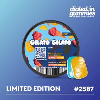 100mg - Gelato Gelato #2587 - Rosin Gummies (10pk) by Dialed In Gummies