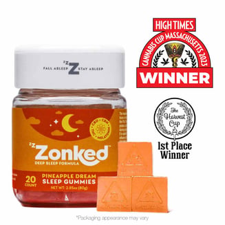 1:1:1 Zzzonked Sleepy Pineapple Dream Gummies [20pk] (CBD:CBN:THC) by Zzzonked