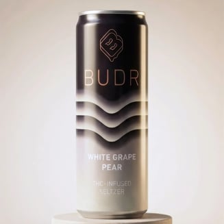 Budr White Grape Pear Hemp-Derived Seltzer 5mg THC 5mg CBG 12oz