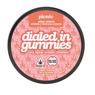 100mg - Picnic (Tropical Punch x Papaya) - Rosin Gummies (10pk) by Dialed In Gummies