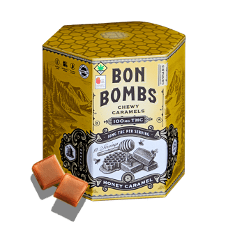 PROMO - Verdelux - Caramels BON BOMBS Honey (DOHC) Edibles - 10pk 100mg THC by PROMO