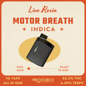 Rodeo Live Resin Motor Breath (I) Disposable 1g Vape (C0070000448) by Rodeo Cannabis