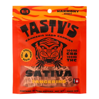 Hard Candy 1:1 Tangerine [10pk] (100mg CBD/100mg THC) by Tasty's