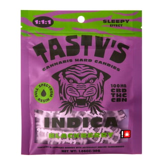 Hard Candy 1:1:1 Sleepy Blackberry [10pk] (100mg CBD/100mg THC/100mg CBN) by Tasty's
