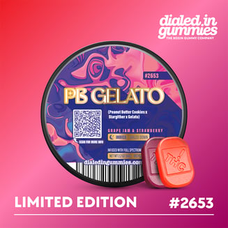 100mg - PB Gelato #2653 - Rosin Gummies (10pk) by Dialed In Gummies