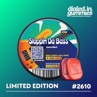 100mg - Slapping Da Bass #2610 - Rosin Gummies (10pk) by Dialed In Gummies