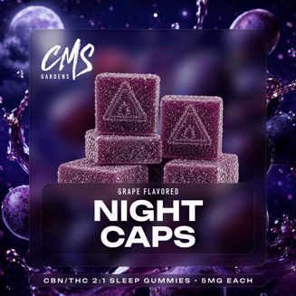 NightCaps – Grape [20pk] (100mg THC/200mg CBN) by CMS Gardens