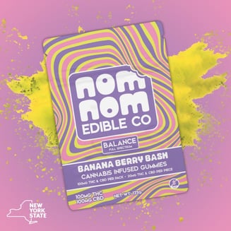 Banana Berry Bash [5pk] (100mg CBD/100mg THC) by Nom Nom Edible Co.