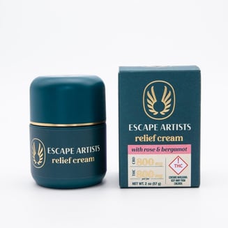 1:1 Relief Cream - Rose & Bergamot [2oz] (800mg CBD/800mg THC) by Escape Artists