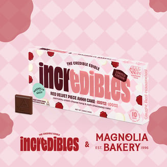 1:1 Magnolia Bakery Red Velvet Piece Ahhh Cake Bar + CBD [10pk] (100mg CBD/100mg THC)