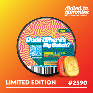 100mg - Dude Where's my Batch? #2590 - Rosin Gummies (10pk) by Dialed In Gummies