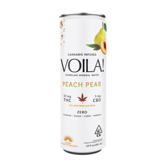 Voila Peach Pear Sparkling Mineral Water (10mg THC/5mg CBD) by Voila!