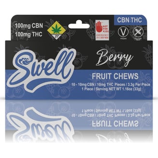 Berry CBN 1:1 Fruit Chews [10pk] (100mg THC/100mg CBN) by Swell