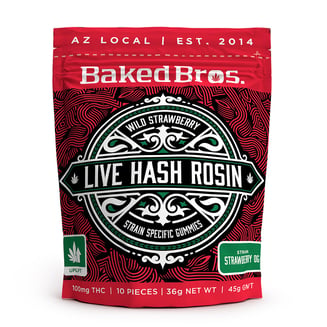 Baked Bros Live Hash Rosin Wild Strawberry 100mg Gummies by Baked Bros™